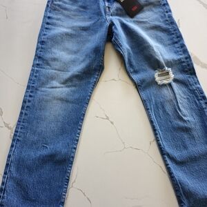Levi's Women's Blue Straight Leg Jeans with Distressed Detail